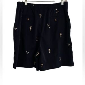 Coral Bay Golf Navy Shorts Embroidered Clubs Palm Tree Flat Front Size 14